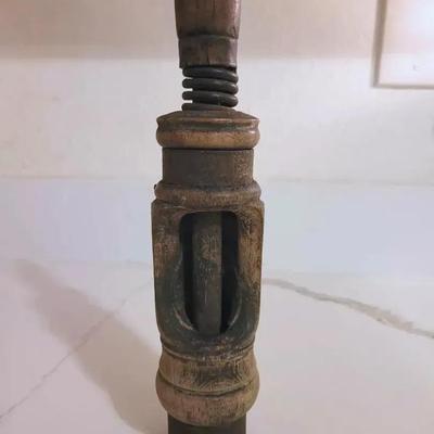 Antique Primitive Wooden Wine Corker for Inserting Cork into Bottle 3
