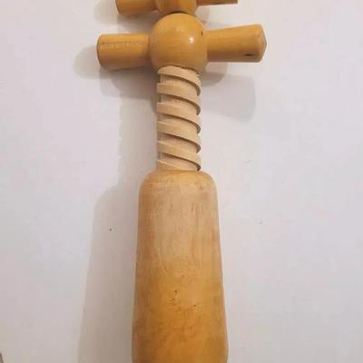 Vintage Beechwood Double Helix Wooden Corkscrew Made In France