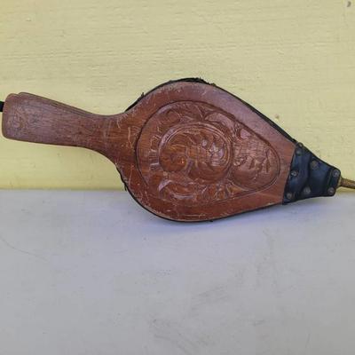 Antique Hand Carved Fireplace Bellows