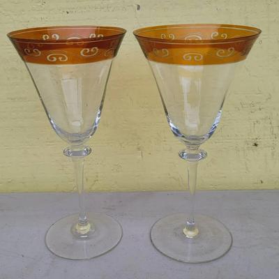 Vintage Amber Crystal Glasses