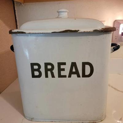 Antique Enamel Bread Box