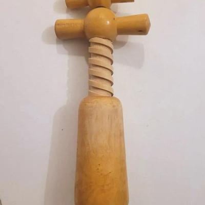 Vintage Beechwood Double Helix Wooden Corkscrew Made In France 2