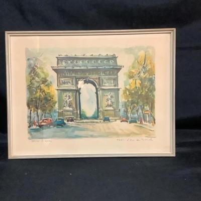 Marius Girard, L'Arc De Triomphe Paris, 1950s, Lithograph