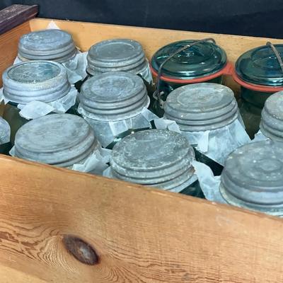 Ball Jars in Blue/Green Glass