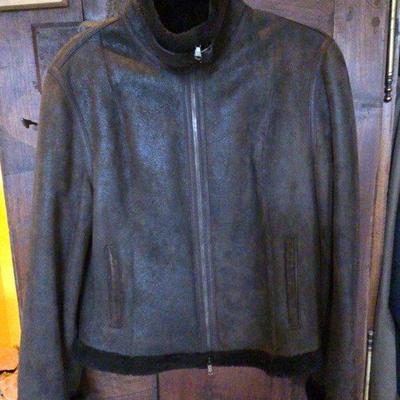 Il Perseo Black Leather Hip Length Coat 