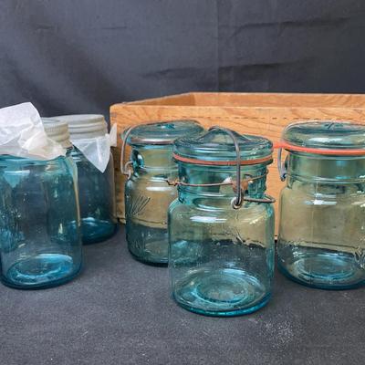 Blue Glass Canning Jars 