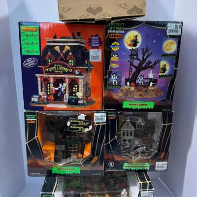 Lemax Spooky Town & Jim Shore Halloween Collectibles Lot – Animated Buildings, Witch Figures, & Acc.