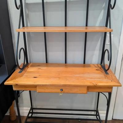 Rustic Wood and Wrought Iron Baker’s Rack / Pie Safe