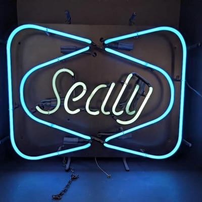 Vintage Sealy Neon Lighted Sign – Blue & White, Works
