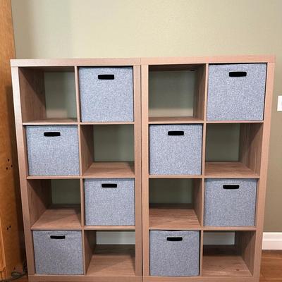 Set of Two 8-Cube Storage Shelves with Fabric Bins