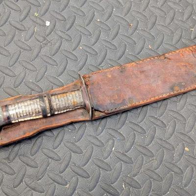 WWII-Era PAL RH-36 Fighting Knife with Leather Sheath