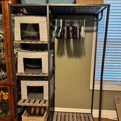 Freestanding Closet Organizer with Storage Shelves and Hanging Rod