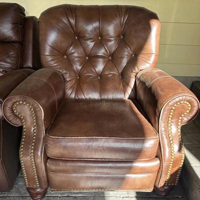 Classic Brown Leather Tufted Recliner