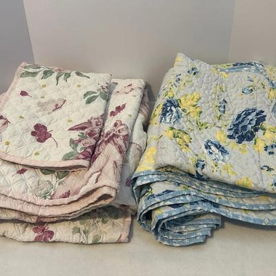 Two sets of Floral Quilted Bedspreads- Twin size