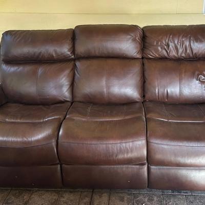 Brown Leather Reclining Sofa – 3-Seater