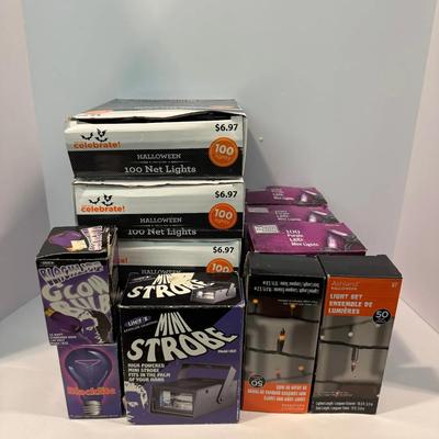 Halloween Light Lot – Net Lights, String Lights, Blacklight Bulbs & Strobe Effects