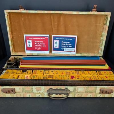 Vintage Mahjong Set with Case, Racks & Accessories