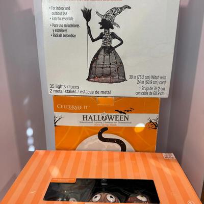 Halloween Light-Up Witch, Cat, & Decorative Lighting Set