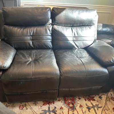 Black Leather Reclining Loveseat