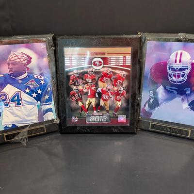 Set of 3 Framed NFL Player Plaques – Deion Sanders, Ken Norton Jr., and 2012 San Francisco 49ers