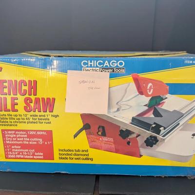 Chicago Electric 7” Bench Tile Saw – Chrome Plated, with Diamond Blade