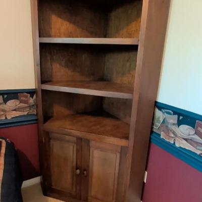 Dark Wood Corner Bookcase Cabinet