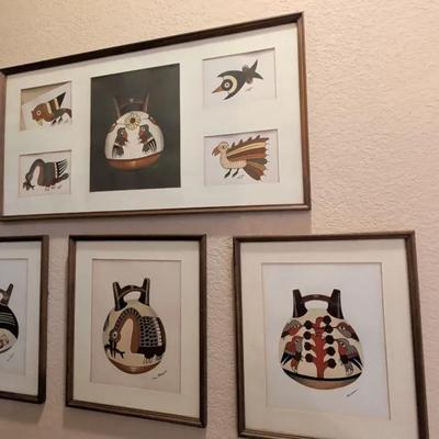 Nazca Style Original Framed Art By Mario Olaechea, Jorge Prada & Julio Ramos