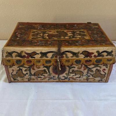 Indian Wood And Leather Box
