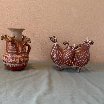 Peruvian Llama Folk Art Pottery