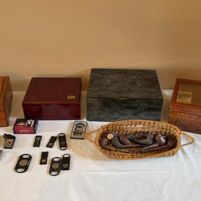 Desktop Cigar Humidors, Pipes, And Other Items