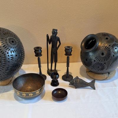 Black Ceramic And Wood Decor
