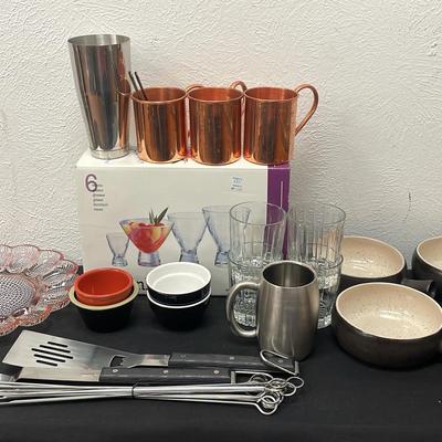 Lot Moscow Mule Copper Cups Crate and Barrel Ceramic Pieces Etc 