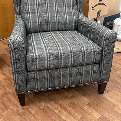 Comfortable Grey Plaid Armchair 