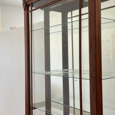 Wood and Glass Lighted Curio Cabinet 