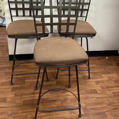 3 Metal and Fabric Indoor Partial Swivel Bar Chairs 