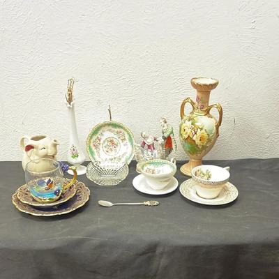  Collectible Vintage Bud Vase China Plates and Teacups Mixed 