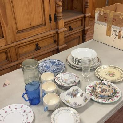 Assortment Of Fine Antique Plates & 12 Parfait Glasses
