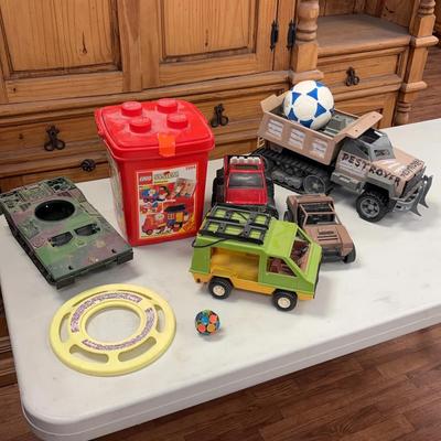 Vintage Lego Bin & Assortment Of Vintage Toys