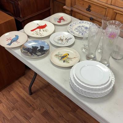 Collection Of Unique Bird Plates & Assortment Of Glassware