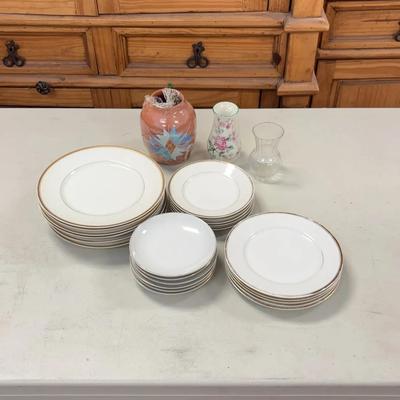 Assorted Glassware & Unique Handmade Flower Pot