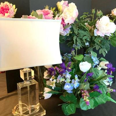 Glass Lamp And Assorted Floral 