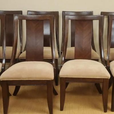 8 Sleek Fabric Padded Wood Dining Chairs