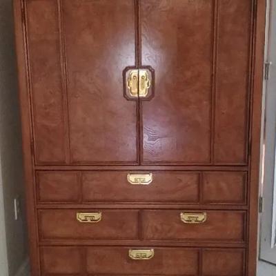 Thomasville Wood Cabinet with Asian Accents