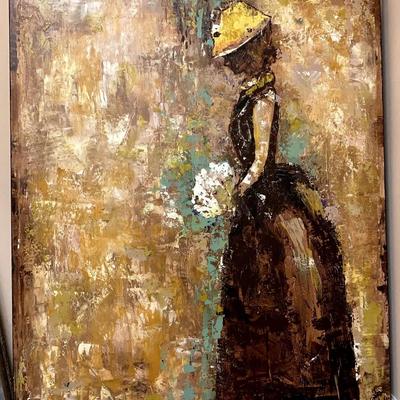 Canvas Painting of a Woman on Wooden Frame