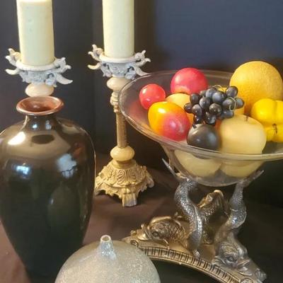 Koi Fish Fruit Bowl, Decorative Candles & Ceramic Vases