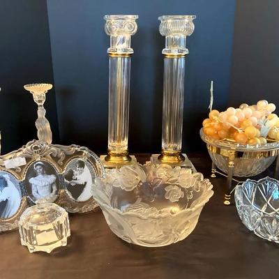 Glass Candlesticks With Marble Bases, Mikasa Triple Oval Frame, And More