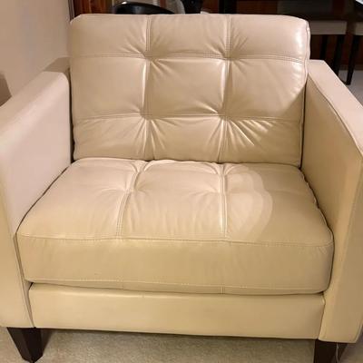 Oversized Ivory Faux Leather Chair