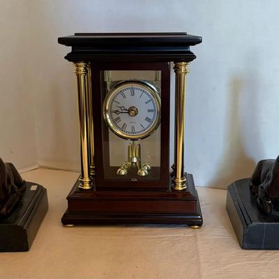 Vintage Maitland Smith Giraffe Bookends and Clock