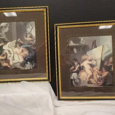 Pair of Putti Framed Art Prints 
