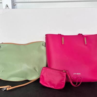 Joy Iman Pink Tote Bag & Coins Purse, Maxx NY Leather Hobo Bag 
